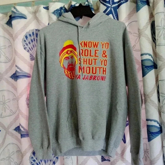 Kansas City Chiefs Pullover Hoodie Travis Kelce "Know Yo Role" Men's Medium - Picture 1 of 8